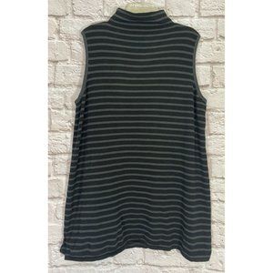 CHICOS Zenergy Tank Top 3 XL Black Gray Sleeveless Mock Stretch Sweater 9287